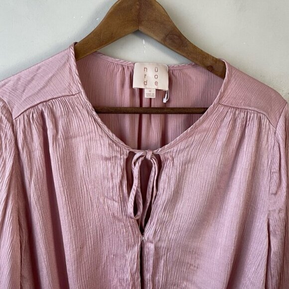 Anthropologie Nurode Tie-Neck long sleeve Bodysuit - Fall Pink size medium - Picture 5 of 12